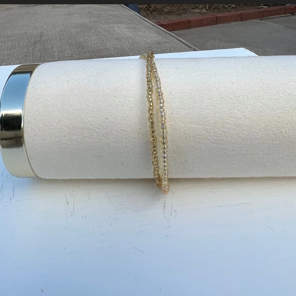 2 in 1 gold bangle bracelet set adjustable custom set small business - Picture 1 of 4